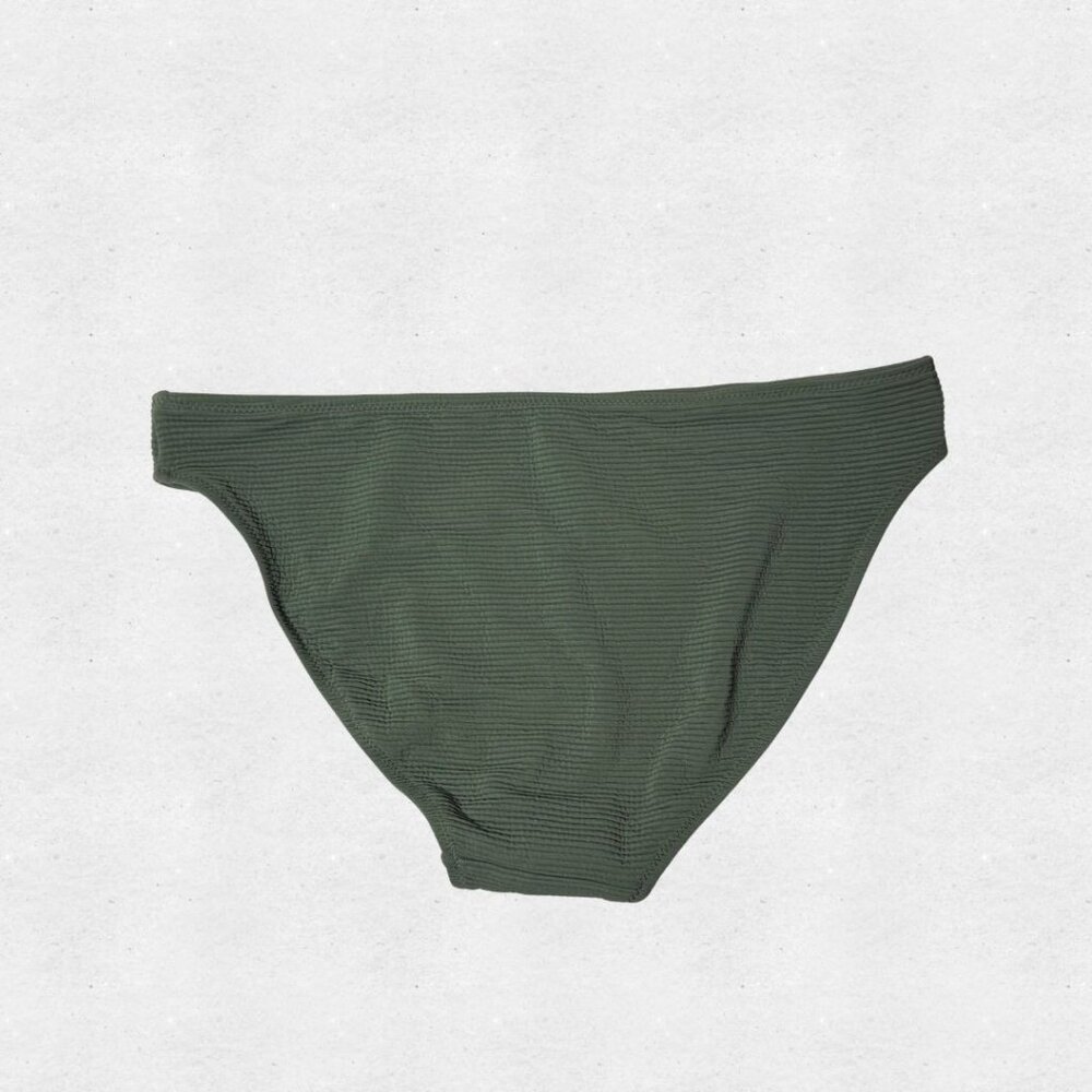 NWT Aerie Ribbed String Triangle Bikini Set Olive Green Medium Bathing Suit Boho - Picture 5 of 8